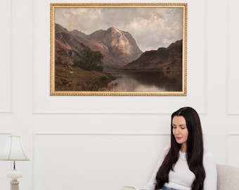 Highlands Mountain River Scene Large Vintage Wall Art ∙ Rustic Cabin Decor ∙ 2406
