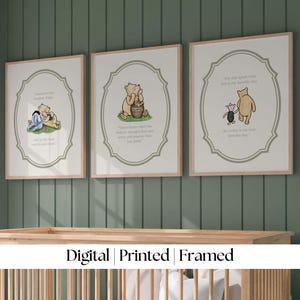 Vintage Winnie the Pooh Nursery Quotes Art: Green, Pink, Blue (Digital, Printed or Framed Options)