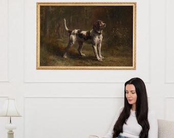 Vintage Sporting Dog Wall Art ∙ English Setter Painting,∙ Countryside Field Traditional Rustic ∙ 2358
