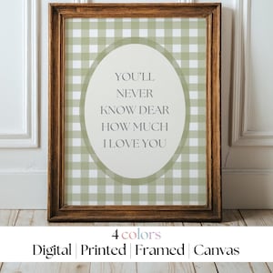 Gingham Nursery Wall Art: You&#39;ll Never Know Dear, Green Nursery (Digital, Printed & Framed Options)