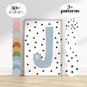 Personalised initial print, Custom name initial print • Nursery Decor,Nursery Prints,Playroom Prints,Kids,Gift,Digital, Printable, Framed