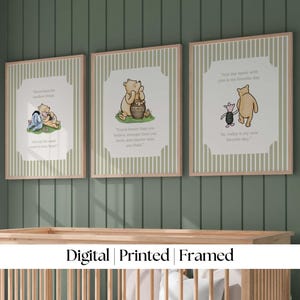 Classic Winnie the Pooh Quote Nursery Art: Sage Green (Digital, Printed & Framed Options)