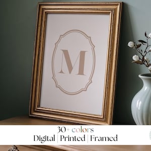 Custom Vintage Initial Print, baby boy name, Personalised initial name print, boys name sign, vintage nursery, Digital, Printable, Framed