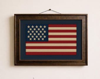 Impresión de la bandera estadounidense ∙ Arte vintage para habitación de niño ∙ 1680