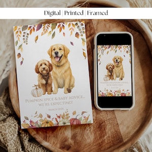 Custom Pet Portrait - Fall Baby Announcement (Digital, Printed & Framed Options)