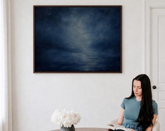 Moody Blue Abstract Coastal Seascape Wall Art ∙ Extra Large Wall Art ∙ 2246