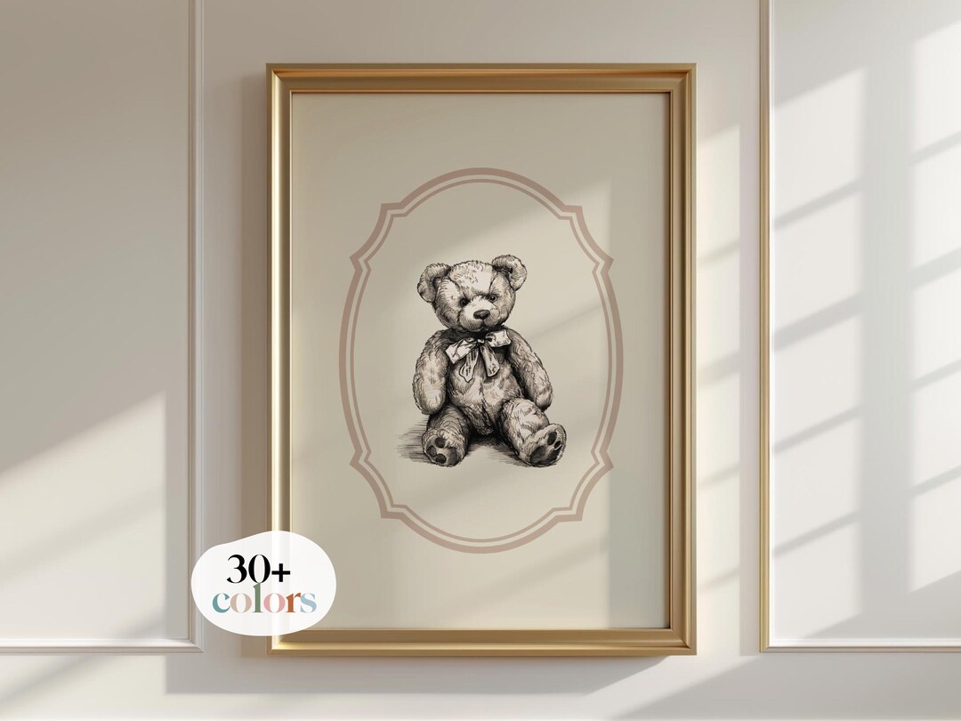 Teddy Bear Nursery Print, Vintage Nursery Decor, Vintage Nursery ...