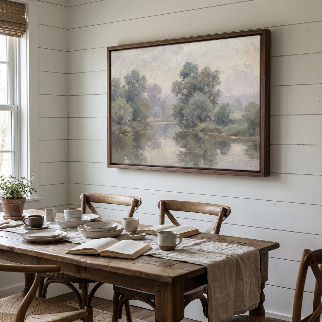 Framed Large Vintage Countryside Landscape Rustic Wall Art Canvas Print ...