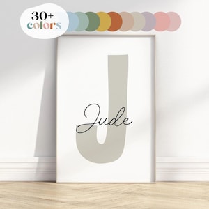 Custom Name Wall Art Print: Minimal Initial Nursery Decor ∙ 1014