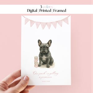 Custom Pet Portrait Art - Baby Announcement, Pink Nursery Decor (Digital, Printed & Framed Options)