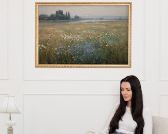 Large Framed Botanical Vintage Landscape Painting ∙ Living Room Wall Art Decor ∙ 1819