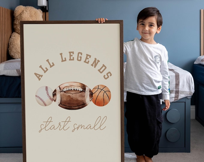 All Legends Start Small™ Sports Nursery Art ∙ Football, Baseball, Basketball ∙ 1410