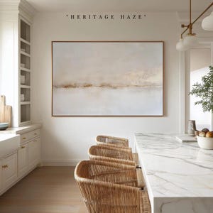 Tableau paysager minimaliste moderne beige neutre ∙ Décoration pour grand salon ∙ Heritage Haze ∙ 1729
