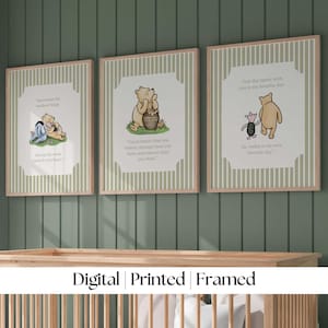 Classic Winnie the Pooh Quote Nursery Art: Sage Green (Digital, Printed & Framed Options)