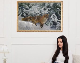 Fox Winter Landscape Wall Art Print ∙ Cabin Decor ∙ 2393