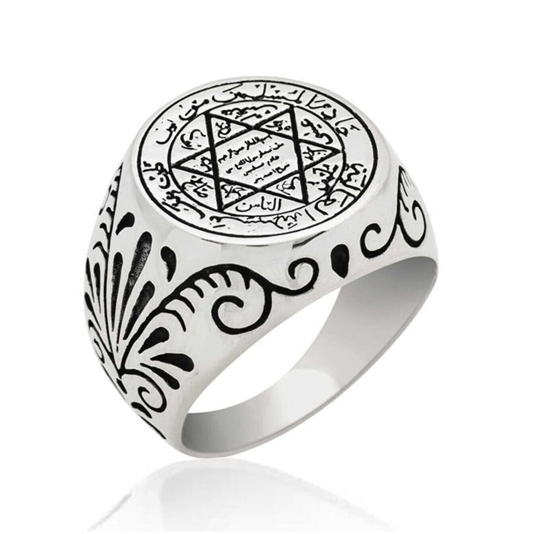 Men Ring Seal of Solomon David Star 925 Sterling Silver Handmade Men's