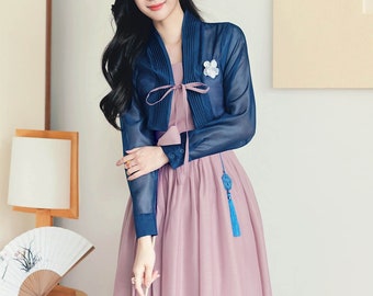 Modernes Ärmelloses Hanbok-Kleid in Lila | Hanbok Damen | koreanischer Hanbok | Modernes Hanbok Kleid | koreanische Kleider für Frauen
