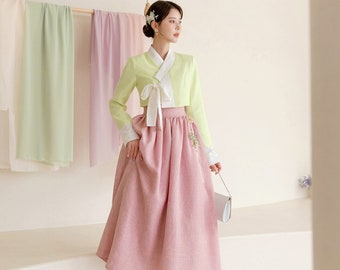 Ärmelloses Modernes Hanbok Kleid in Pink | Hanbok Damen | koreanischer Hanbok | Modernes Hanbok Kleid | koreanische Kleider für Frauen