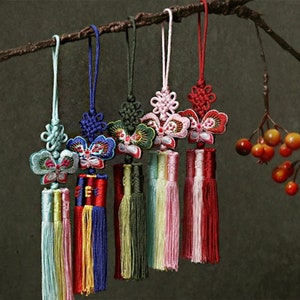 Cute Butterfly Trio Tassel Norigae (11 Colors) | Traditional Korean Tassel | Chinese Tassel | Hanbok Accessory | Bojagi Norigae