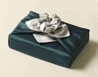 Premium Dark Green & Ivory Bojagi, Furoshiki, Fabric Gift Wrap, Ecofriendly Wrapping, Furoshiki Cloth, Furoshiki Wrap, Cloth Wrap No. 107