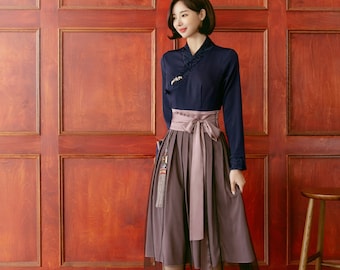 Dawn Navy Modern Hanbok | Hanbok Women | Korean Hanbok | Modern Hanbok Dress | Hanbok Skirt | Korean Dresses for Women