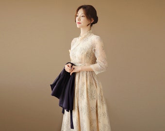 white hanbok wedding dress