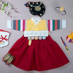 Lovely Hanbok Girl | 100 Days, 1-10 Y/O, Baby Hanbok Girl | Girl Hanbok, 100 Day Hanbok, Dol Hanbok Girl, Baby Girl First Birthday, Baek il