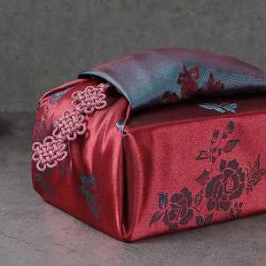 Premium Floral Double Sided Fabric Gift Wrap in Red & Smoke Blue, Bojagi, Furoshiki, Furoshiki Cloth, Furoshiki Wrap, Cloth Gift Wrap image 5