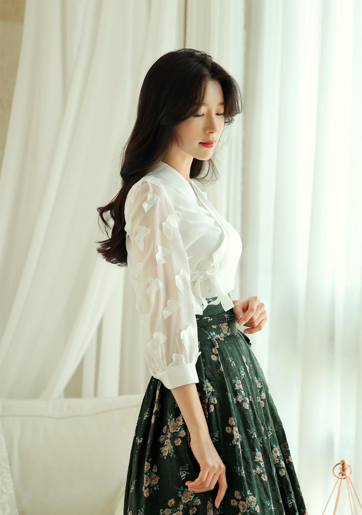 White Butterfly Modern Hanbok Blouse Korean Modern Hanbok | Etsy