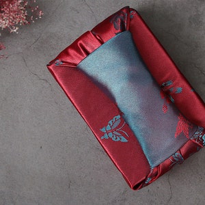 Premium Floral Double Sided Fabric Gift Wrap in Red & Smoke Blue, Bojagi, Furoshiki, Furoshiki Cloth, Furoshiki Wrap, Cloth Gift Wrap image 3