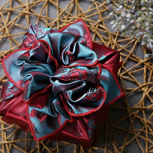 Premium Floral Double Sided Fabric Gift Wrap in Red & Smoke Blue, Bojagi, Furoshiki, Furoshiki Cloth, Furoshiki Wrap, Cloth Gift Wrap image 6