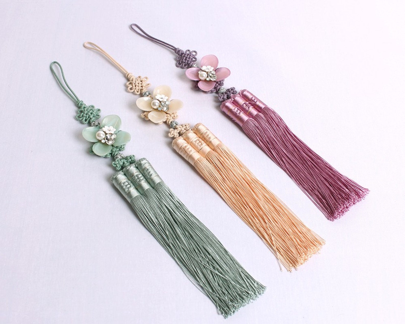 Norigae High Quality Floral 3x Tassel Norigae Hanbok - Etsy