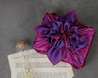 Premium Floral Double Sided Fabric Gift Wrap in Magenta & Purple, Bojagi, Furoshiki, Furoshiki Cloth, Furoshiki Wrap, Cloth Gift Wrap