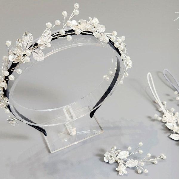 Silver Leaves Hairband | Hanbok Accessory | Korean Hair Accessory For Baby Girls | Girls Hanbok Accessory