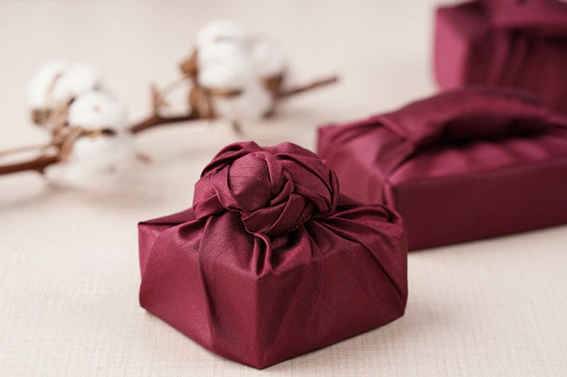 Furoshiki, Bojagi Premium Burgundy Fabric Gift Wrap, Ecofriendly Wrapping, Furoshiki Cloth, Furoshiki Wrap, Cloth Gift Wrap No. 623 image 1