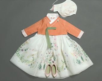 Floral Hanbok Girl | 1-10 Y/O, Baby Hanbok Girl | Girl Hanbok, Dol Hanbok Girl, Baby Girl First Birthday
