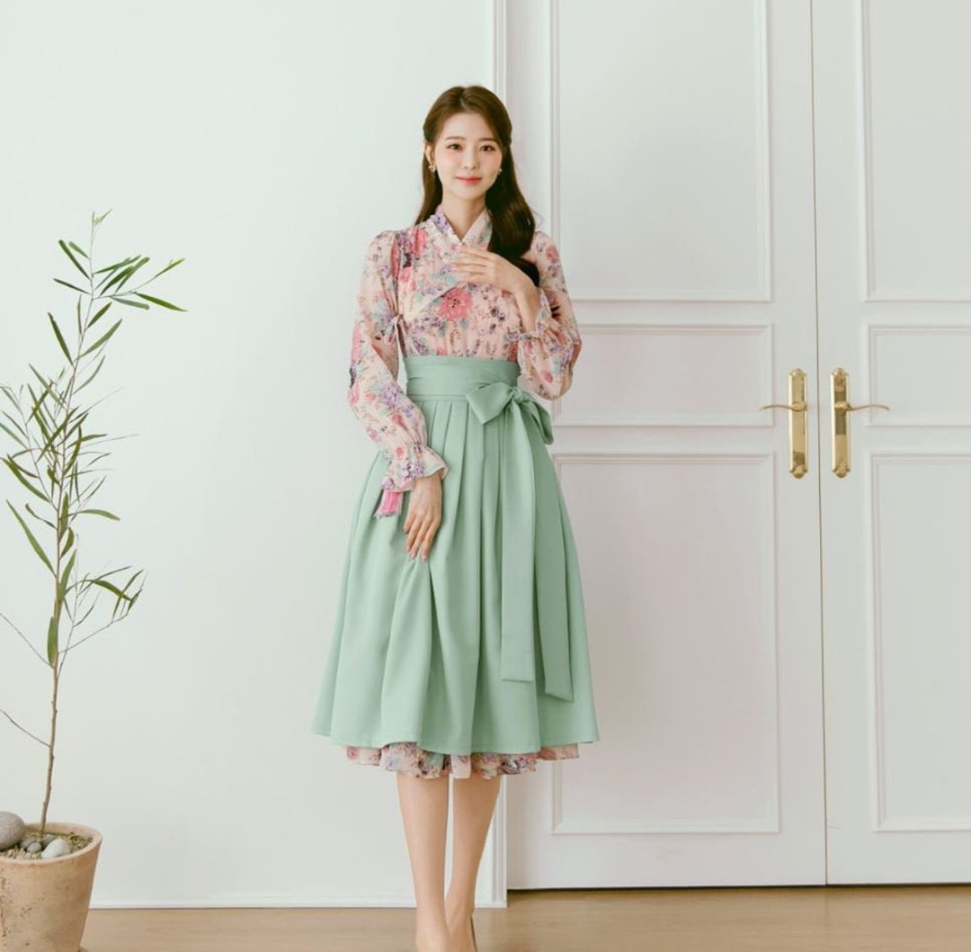 Hanbok Modernizzato Coreano – Costume Tradizionale Donna – Colore Blu – Petite Giselle