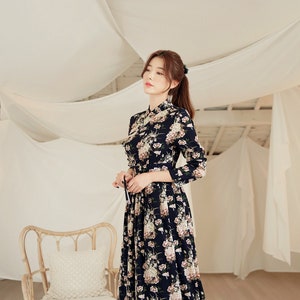 Navy Floral Modern Hanbok Hanbok Women Korean Hanbok Modern Hanbok ...