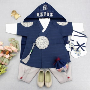 Cute Baby Boy Hanbok in Navy | Made in Korea | Hanbok Boy | Hanbok Baby Boy | Hanbok Baby Boy for Doljanchi | Hanbok Boy | Boy Hanbok