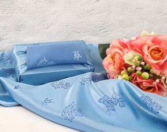 Artsy Bojagi / Papel de regalo de tela de un solo lado floral premium en azul cielo / Furoshiki / Bojagi / Furoshiki Wrap / Papel de regalo de tela No. 1015