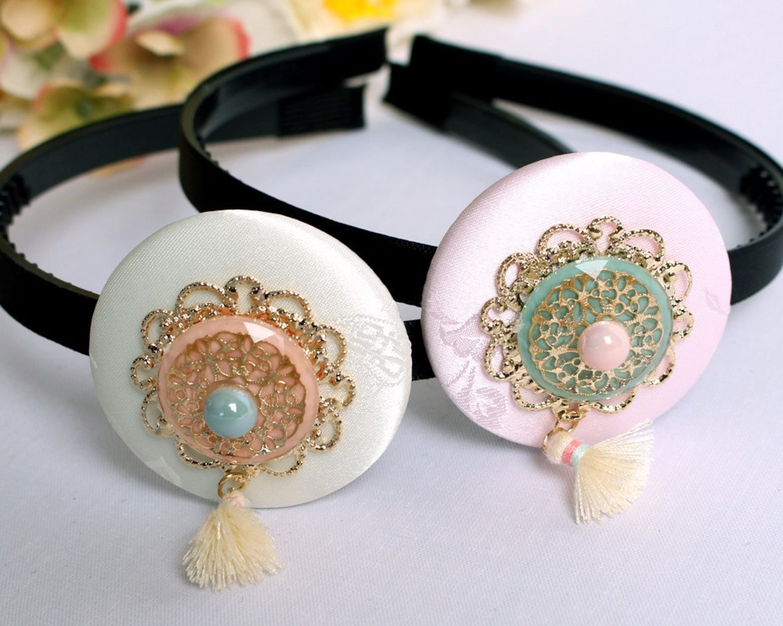 Jade Gold Headband Hanbok Accessory Korean Hair Accessory Etsy