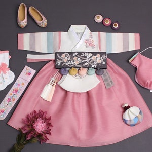 Beauty Hanbok Girl 100 Days, 1-10 Y/O, Baby Hanbok Girl Girl Hanbok, 100 Day Hanbok, Dol Hanbok Girl, Baby Girl First Birthday, Baek il image 2