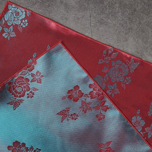 Premium Floral Double Sided Fabric Gift Wrap in Red & Smoke Blue, Bojagi, Furoshiki, Furoshiki Cloth, Furoshiki Wrap, Cloth Gift Wrap image 2