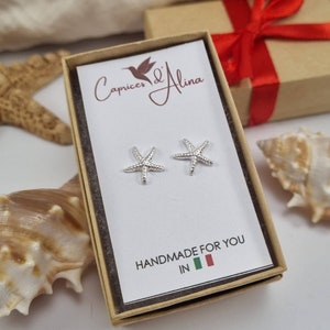 Starfish earrings studs: Sterling silver 925 or Gold, Cute Sea Star Studs, Ocean earrings, Minimalist Tiny, Girl Beach Earrings, Nickel free
