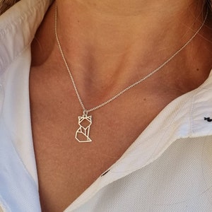 Fox Necklace Sterling Silver 925 For Women For Girls, Origami Fox Pendant, Minimalist Dainty Tiny Cat Lover Gift, Cute Fox Baby Fox Jewelry