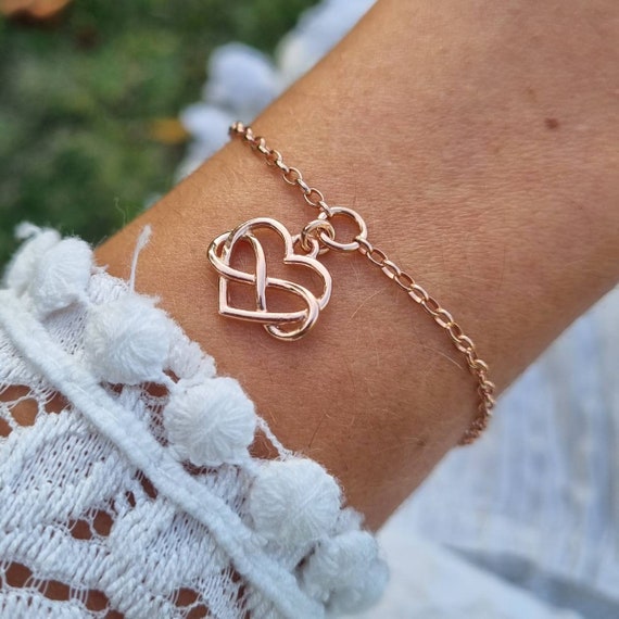 Heart Infinity Bracelet Rose Gold Sterling Silver, Infinite Love