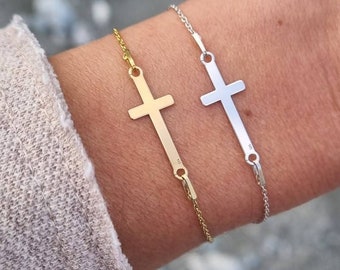 Confirmation gifts for girls boys; Personalized, Baptism, First communion; Cross Bracelet Black Cord, Gold, Silver, Women Men Teenager Her