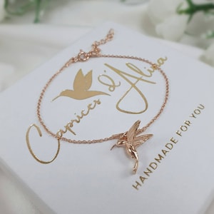 Colibri Silver 925 or Rose Gold Plated Bracelet ~ Hummingbird Bracelet ~ Lucky Dainty ~ Mothers Day Gift for Mom Daughter Friend Wife BFF