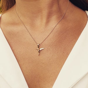 Colibri Sterling Silver 925 or Rose Gold Plated Necklace ~ Hummingbird Necklace ~ Handmade in Italy  ~ Birthday Mothers Day Gift for Mom BFF
