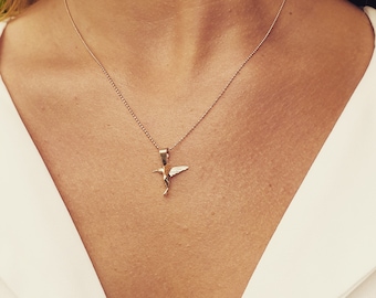 Colibri Sterling Silver 925 or Rose Gold Plated Necklace ~ Hummingbird Necklace ~ Handmade in Italy  ~ Birthday Mothers Day Gift for Mom BFF